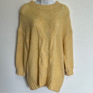 Aerie Yellow Crew Neck Sweater with Ribbed Details